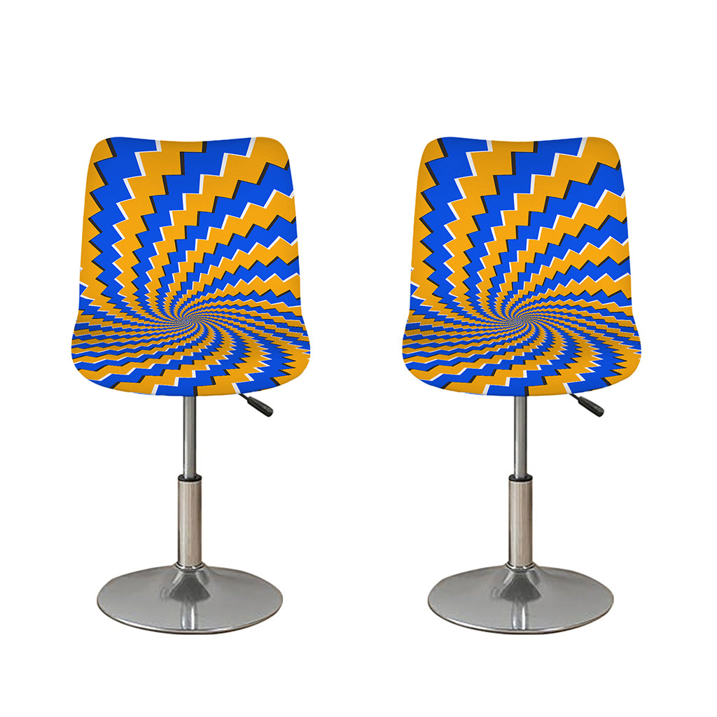 Yellow Spiral Moving Optical Illusion Bar Stool Covers