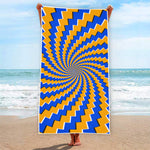 Yellow Spiral Moving Optical Illusion Beach Towel