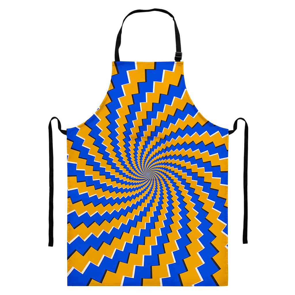 Yellow Spiral Moving Optical Illusion Bib Apron With Pocket