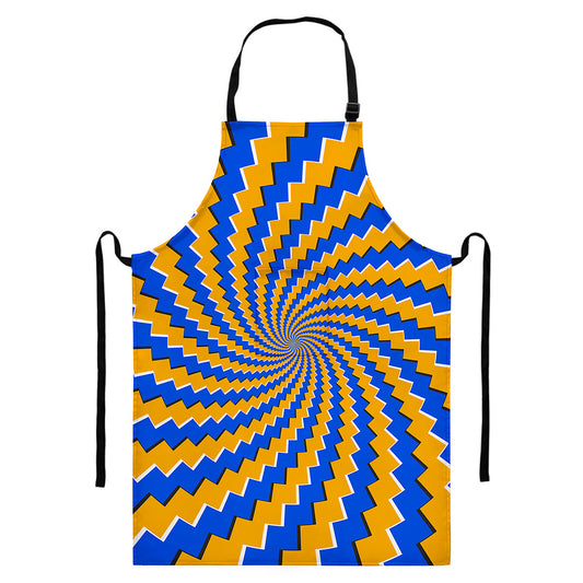 Yellow Spiral Moving Optical Illusion Bib Apron With Pocket