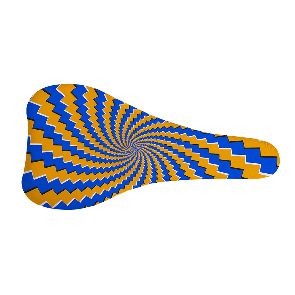 Yellow Spiral Moving Optical Illusion Bicycle Seat Cover