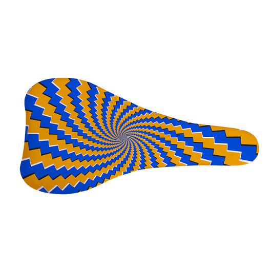 Yellow Spiral Moving Optical Illusion Bicycle Seat Cover