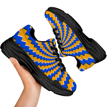 Yellow Spiral Moving Optical Illusion Black Chunky Shoes