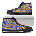Yellow Spiral Moving Optical Illusion Black High Top Sneakers