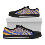 Yellow Spiral Moving Optical Illusion Black Low Top Sneakers