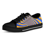 Yellow Spiral Moving Optical Illusion Black Low Top Sneakers