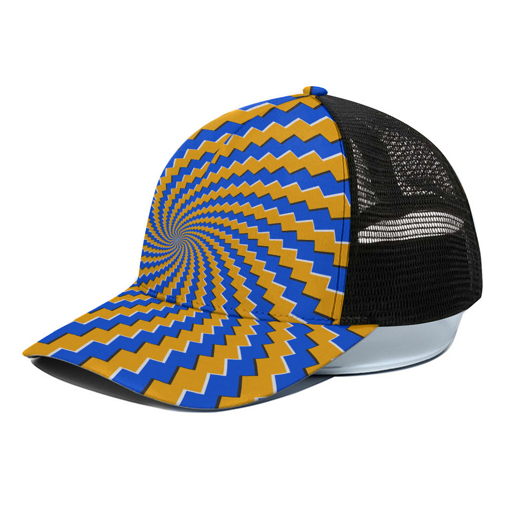 Yellow Spiral Moving Optical Illusion Black Mesh Trucker Cap