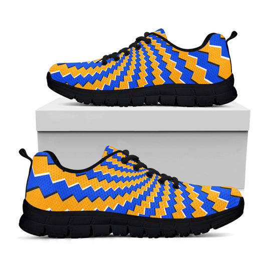 Yellow Spiral Moving Optical Illusion Black Running Shoes