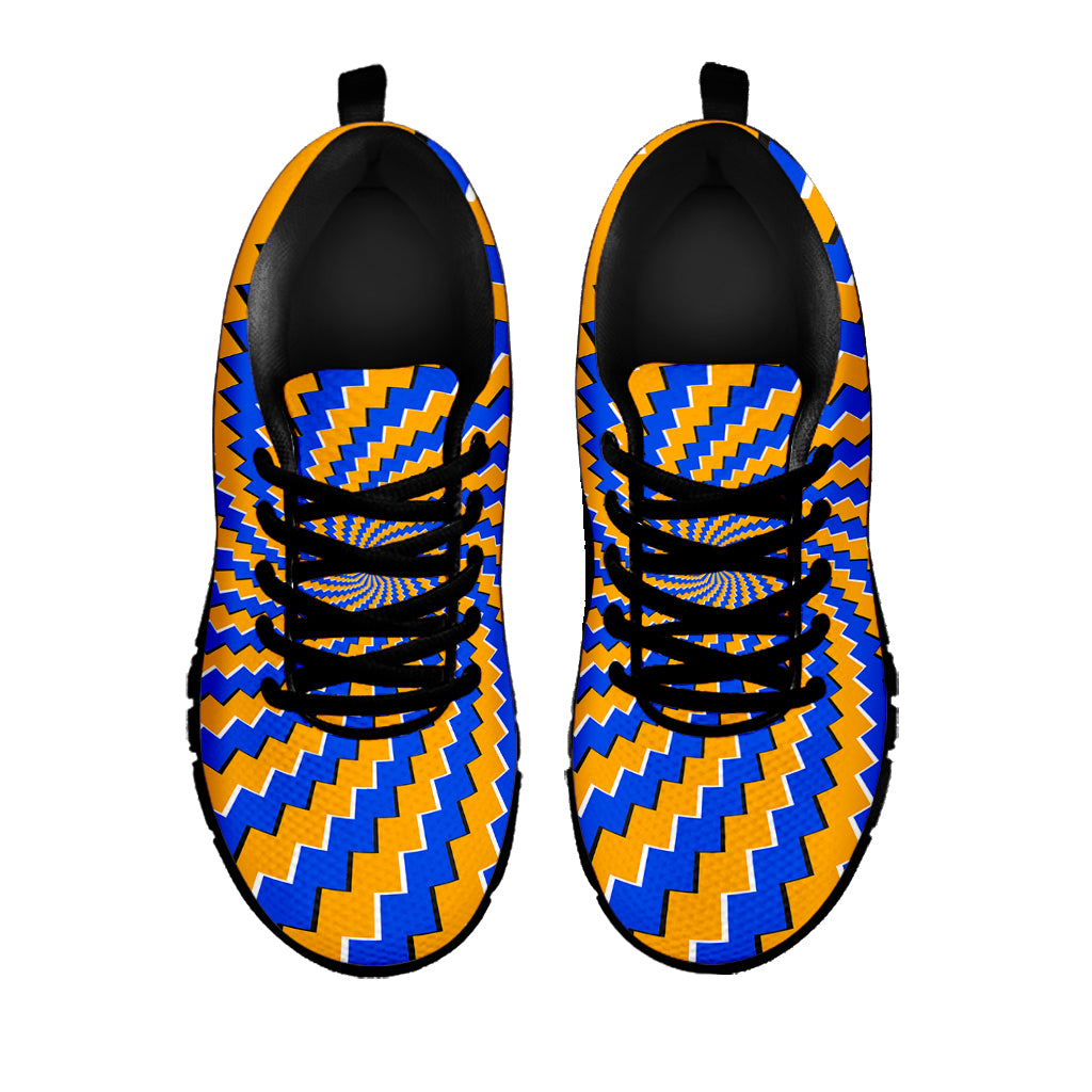 Yellow Spiral Moving Optical Illusion Black Running Shoes