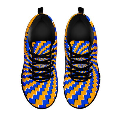 Yellow Spiral Moving Optical Illusion Black Running Shoes