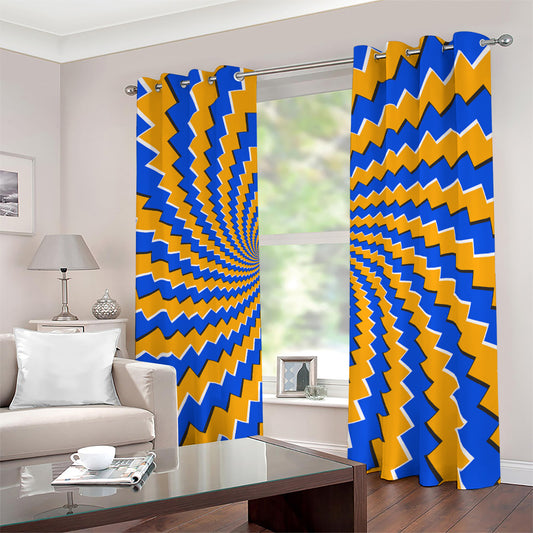 Yellow Spiral Moving Optical Illusion Blackout Grommet Curtains