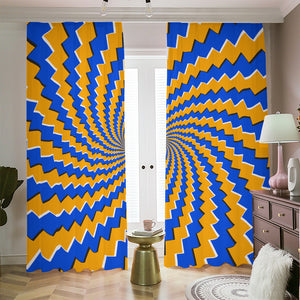 Yellow Spiral Moving Optical Illusion Blackout Pencil Pleat Curtains