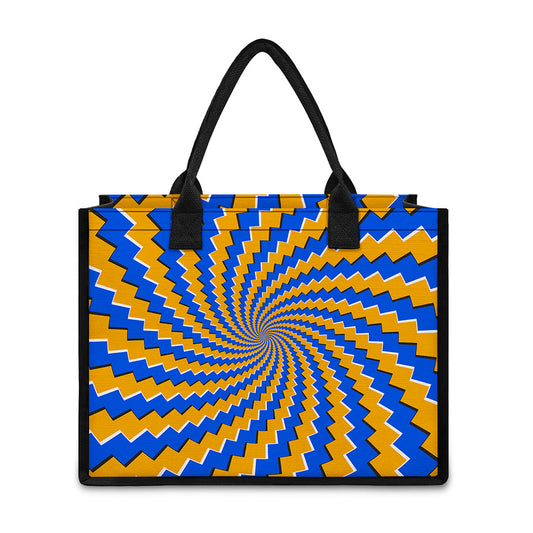 Yellow Spiral Moving Optical Illusion Canvas Tote Bag