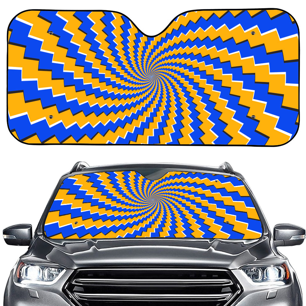 Yellow Spiral Moving Optical Illusion Car Windshield Sun Shade