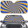 Yellow Spiral Moving Optical Illusion Car Windshield Sun Shade