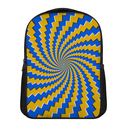 Yellow Spiral Moving Optical Illusion Casual Backpack