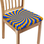 Yellow Spiral Moving Optical Illusion Chair Cushion Cover
