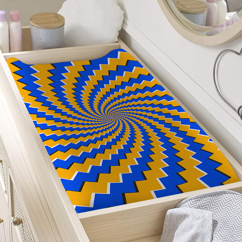 Yellow Spiral Moving Optical Illusion Changing Pad Cover