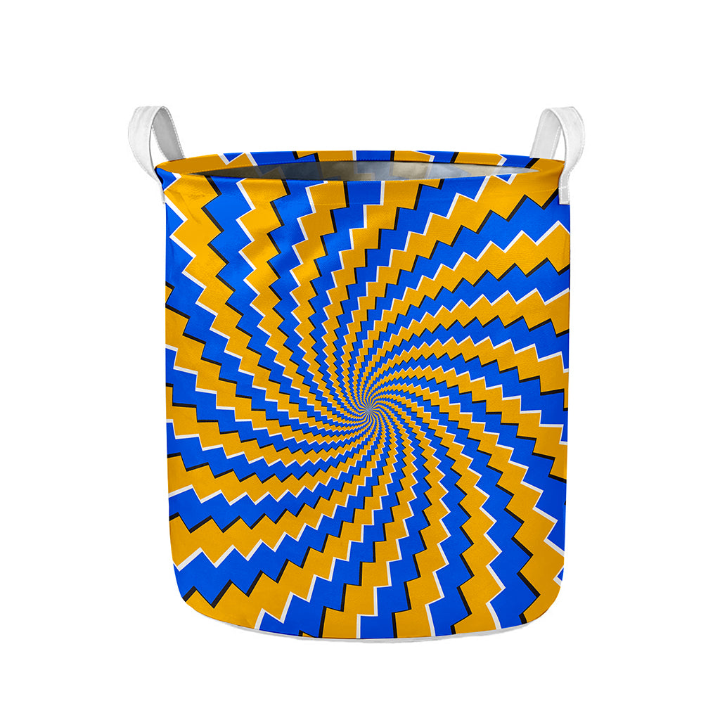 Yellow Spiral Moving Optical Illusion Collapsible Laundry Basket