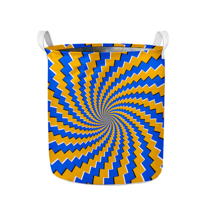 Yellow Spiral Moving Optical Illusion Collapsible Laundry Basket