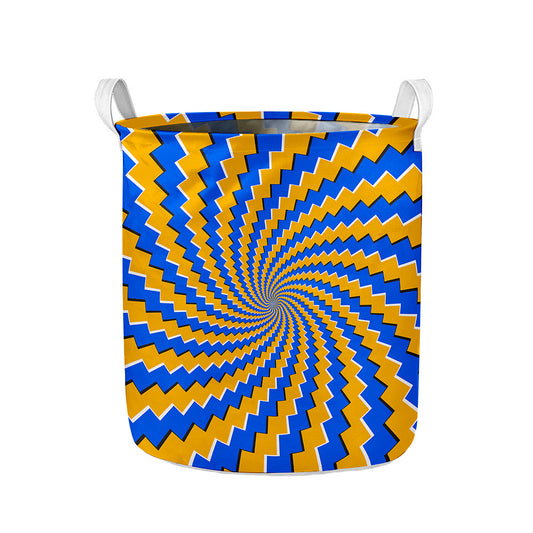 Yellow Spiral Moving Optical Illusion Collapsible Laundry Basket