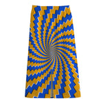 Yellow Spiral Moving Optical Illusion Cotton Front Slit Maxi Skirt