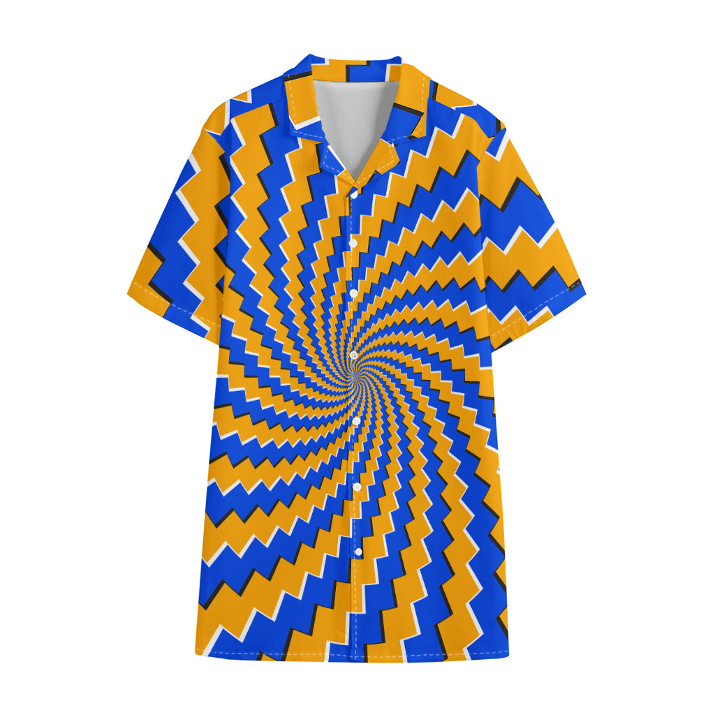 Yellow Spiral Moving Optical Illusion Cotton Hawaiian Shirt