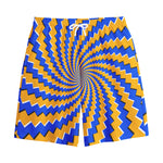 Yellow Spiral Moving Optical Illusion Cotton Shorts