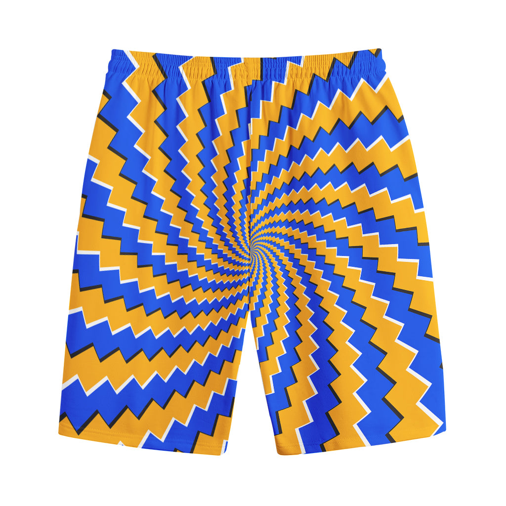 Yellow Spiral Moving Optical Illusion Cotton Shorts