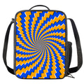 Yellow Spiral Moving Optical Illusion Crossbody Lunch Bag