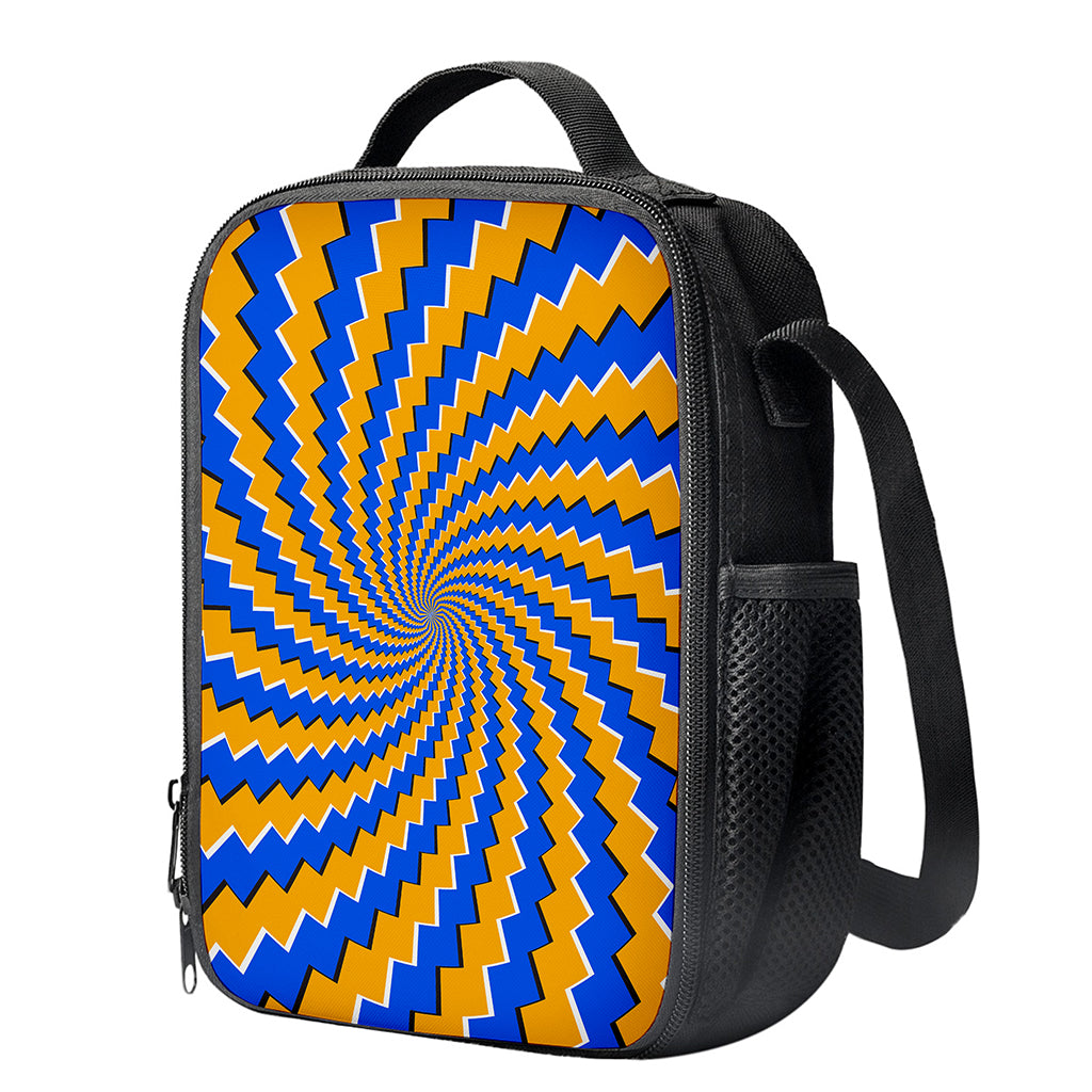 Yellow Spiral Moving Optical Illusion Crossbody Lunch Bag