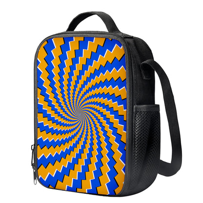 Yellow Spiral Moving Optical Illusion Crossbody Lunch Bag