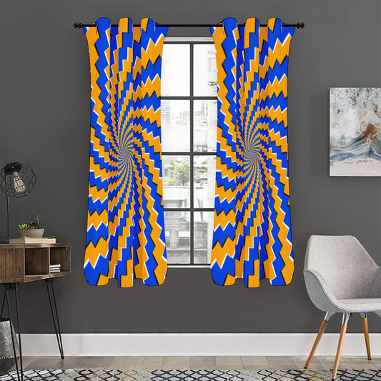 Yellow Spiral Moving Optical Illusion Curtain