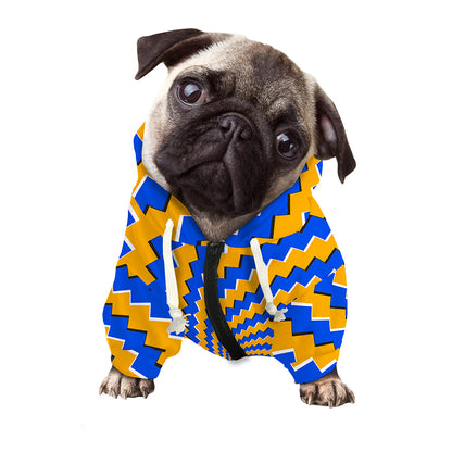 Yellow Spiral Moving Optical Illusion Dog Zip Up Hoodie