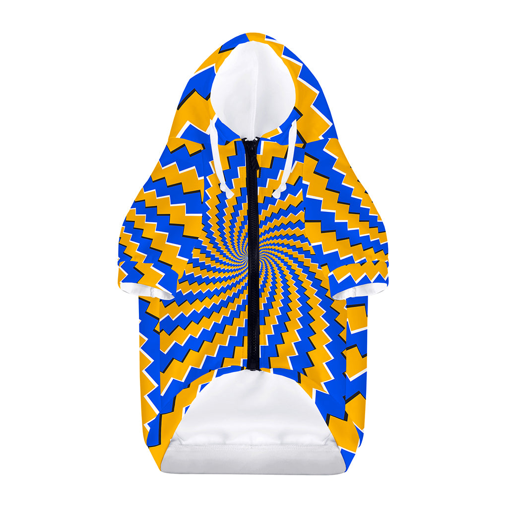 Yellow Spiral Moving Optical Illusion Dog Zip Up Hoodie