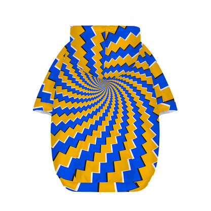 Yellow Spiral Moving Optical Illusion Dog Zip Up Hoodie