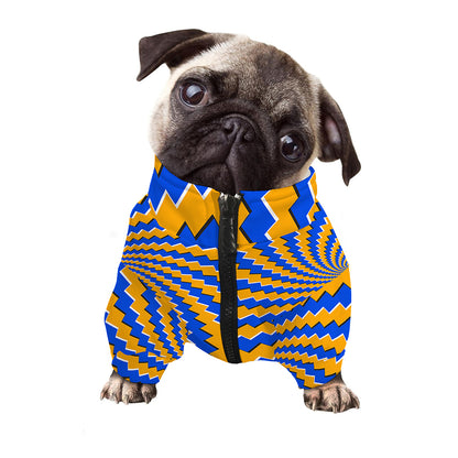 Yellow Spiral Moving Optical Illusion Dog Zip Up Jacket