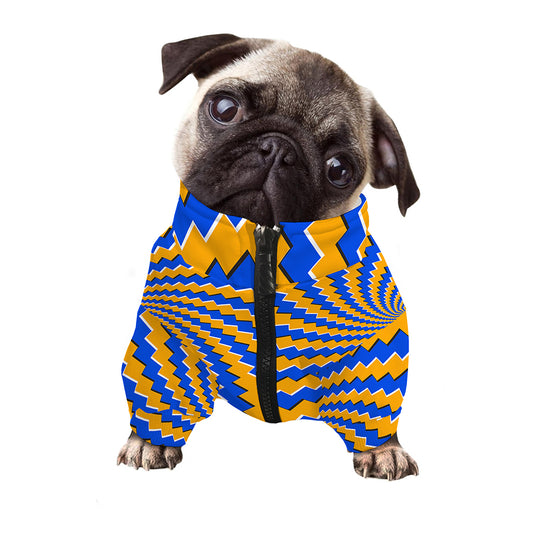 Yellow Spiral Moving Optical Illusion Dog Zip Up Jacket
