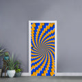 Yellow Spiral Moving Optical Illusion Door Sticker