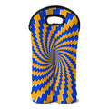 Yellow Spiral Moving Optical Illusion Double Neoprene Wine Tote