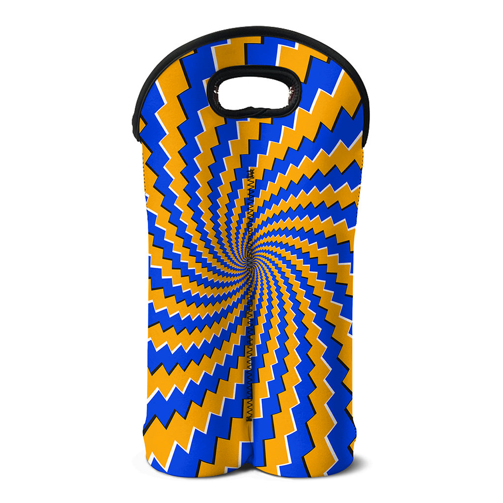 Yellow Spiral Moving Optical Illusion Double Neoprene Wine Tote