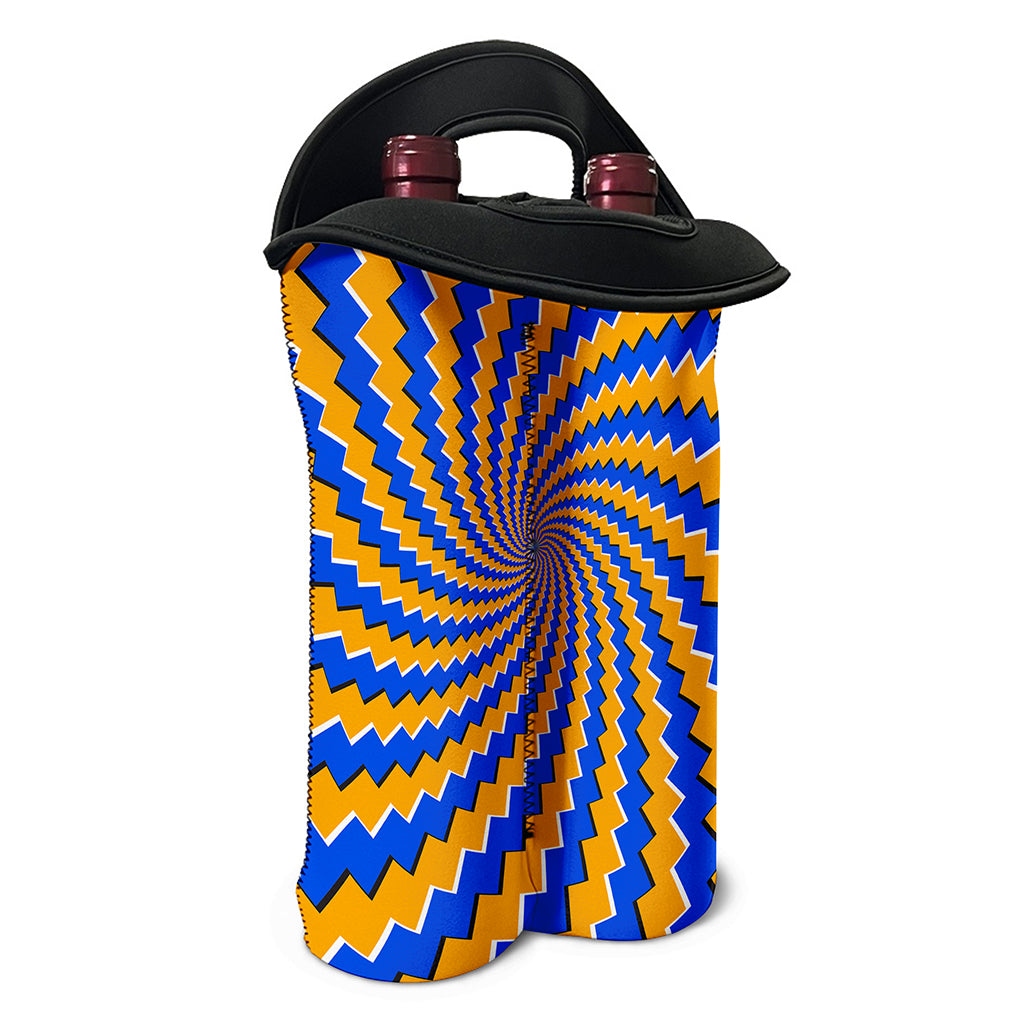 Yellow Spiral Moving Optical Illusion Double Neoprene Wine Tote