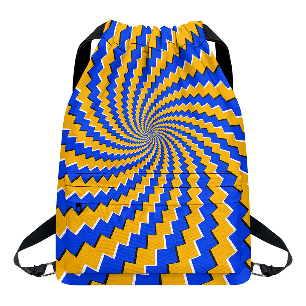 Yellow Spiral Moving Optical Illusion Drawstring Backpack