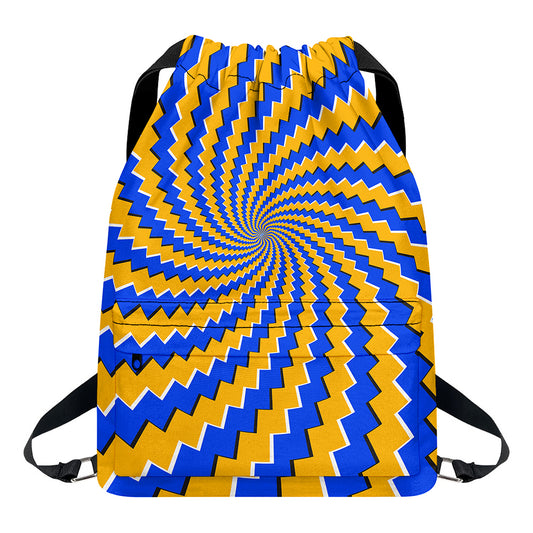 Yellow Spiral Moving Optical Illusion Drawstring Backpack