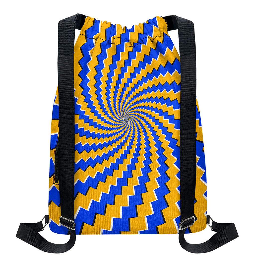 Yellow Spiral Moving Optical Illusion Drawstring Backpack