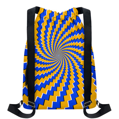 Yellow Spiral Moving Optical Illusion Drawstring Backpack