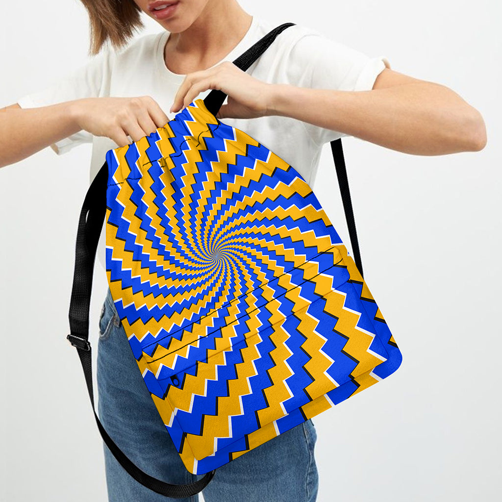 Yellow Spiral Moving Optical Illusion Drawstring Backpack