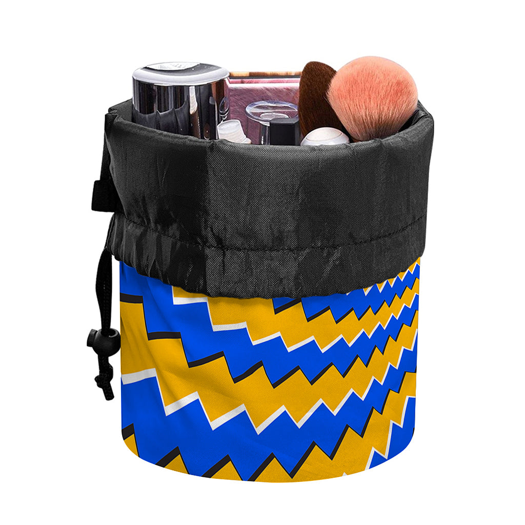 Yellow Spiral Moving Optical Illusion Drawstring Makeup Bag