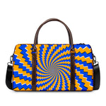 Yellow Spiral Moving Optical Illusion Duffle Bag
