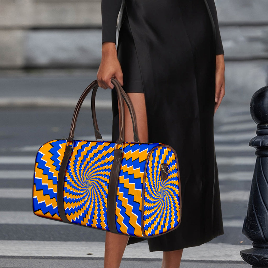 Yellow Spiral Moving Optical Illusion Duffle Bag